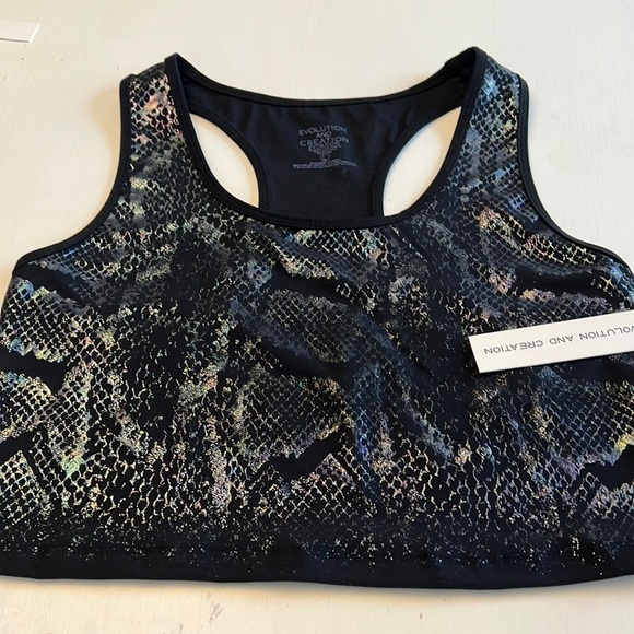 Evolution and Creation Rainbow Shiny Reptile Workout Crop Top Size L New - Picture 1 of 5